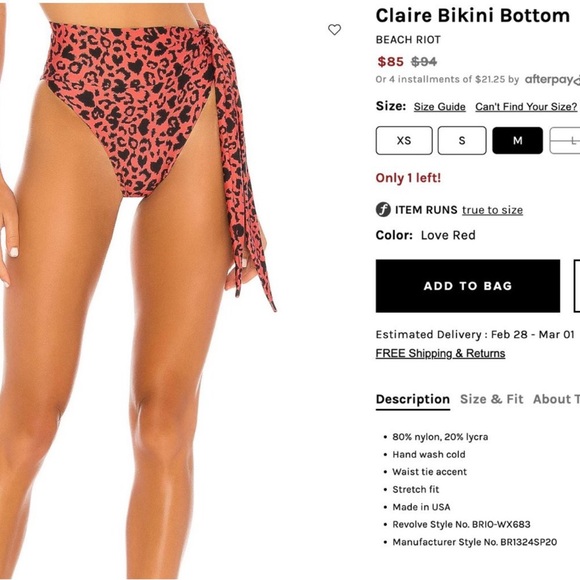 NWOT Beach Riot Claire Bikini Bottom Size XS - Picture 7 of 7